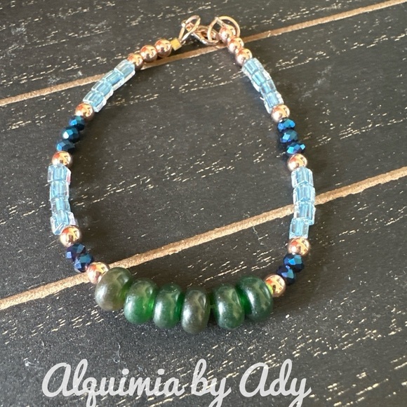 Alquimia Green and Blue Beaded Bracelet - Picture 1 of 1